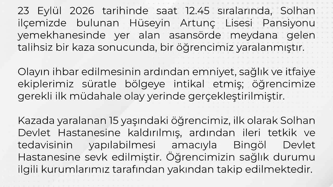 Bingöl’de Asansör Kazası: Valilikten İnceleme Açıklaması