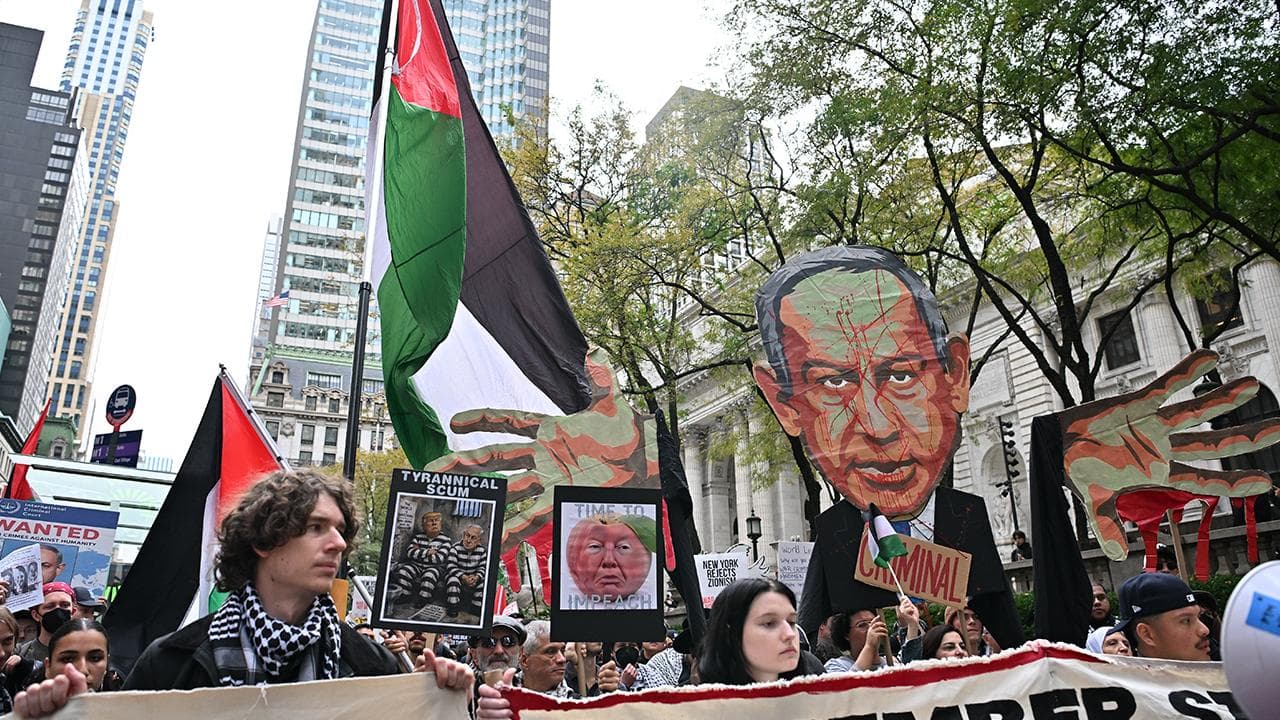 New Yorkta binlerce kişi soykırımcı Netayahu'yu protesto etti