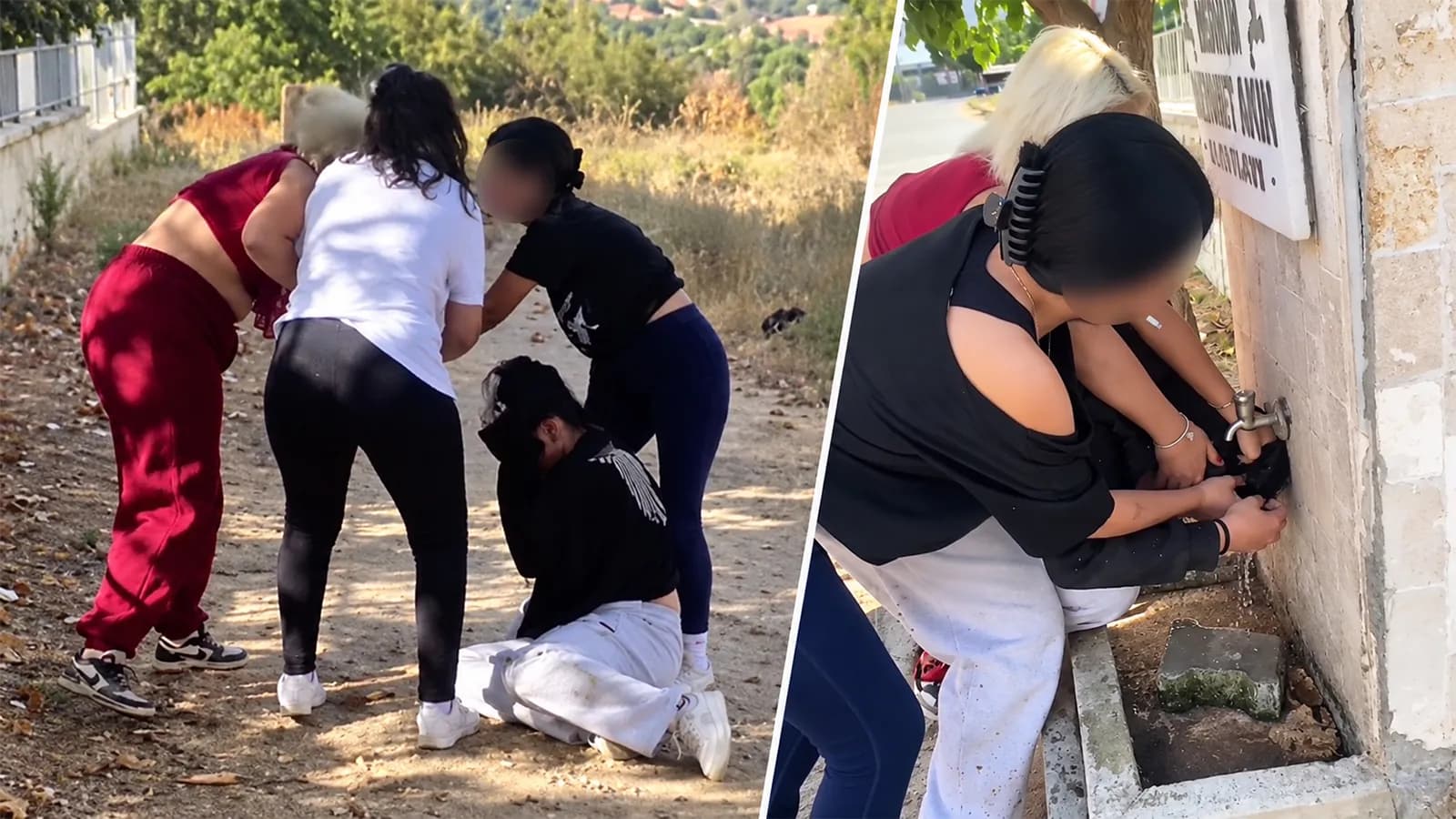 Denizli'de Okul Çıkışı Şiddet Skandalı: Küçük Kızı Saçından Sürükleyip Islattılar