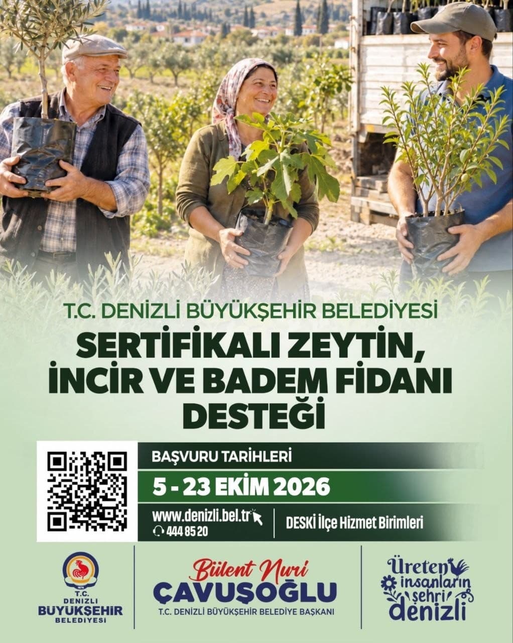 Denizli'de Zeytin, İncir ve Badem Fidanı Destek Başvuruları Başladı