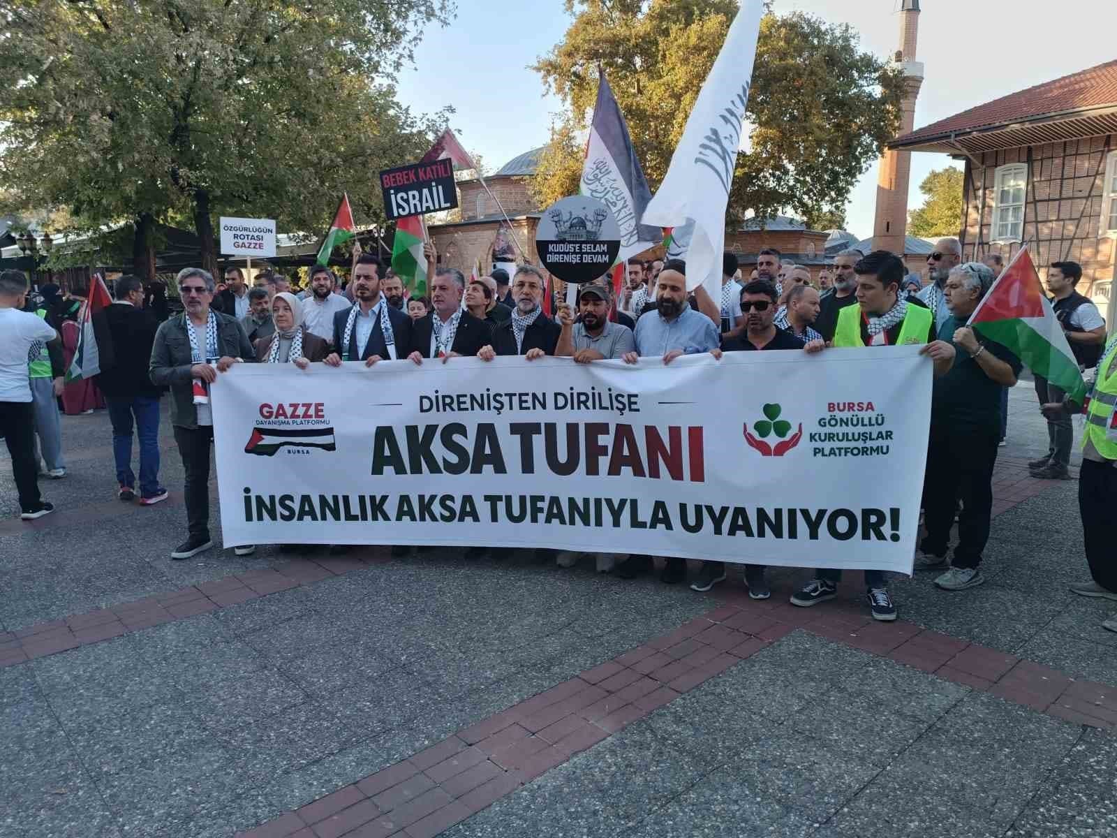 Bursa'da Filistin İçin 'Direnişten Dirilişe Aksa Tufanı' Yürüyüşü