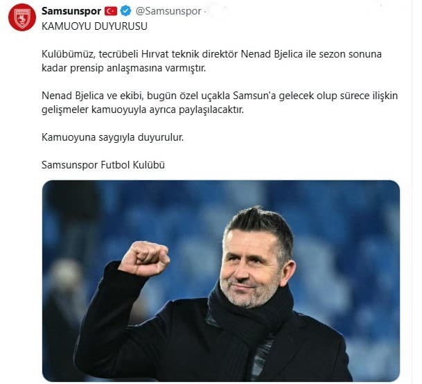 Samsunspor'da Nenad Bjelica ile Anlaşma Sağlandı