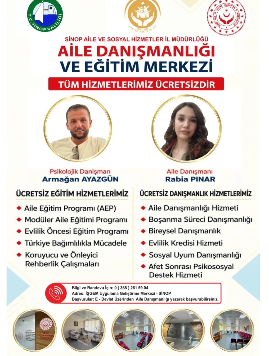 Sinop’ta ailelere ücretsiz danışmanlık hizmeti