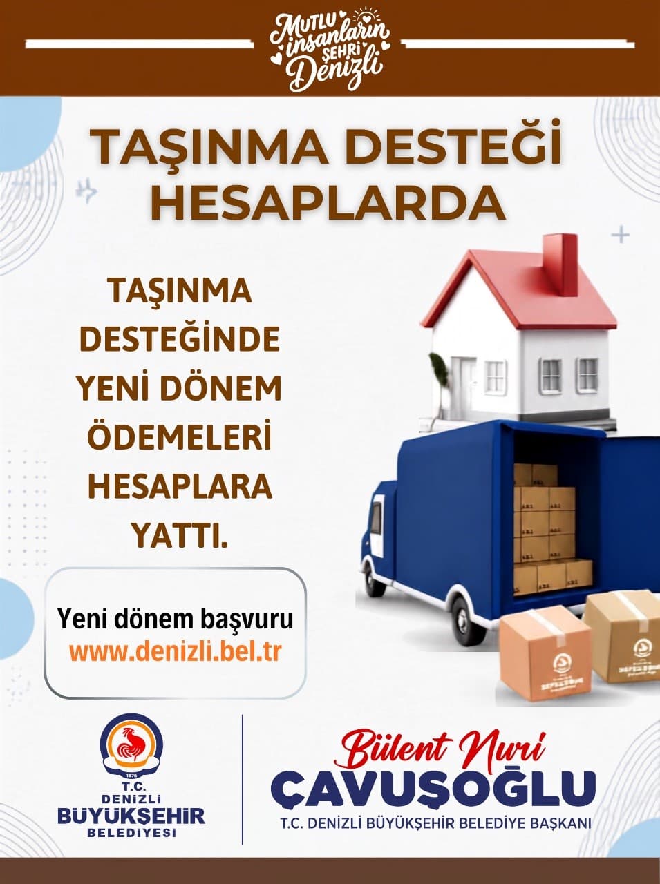 Denizli'de Dar Gelirlilere Taşınma Desteği Ödemeleri Yapıldı