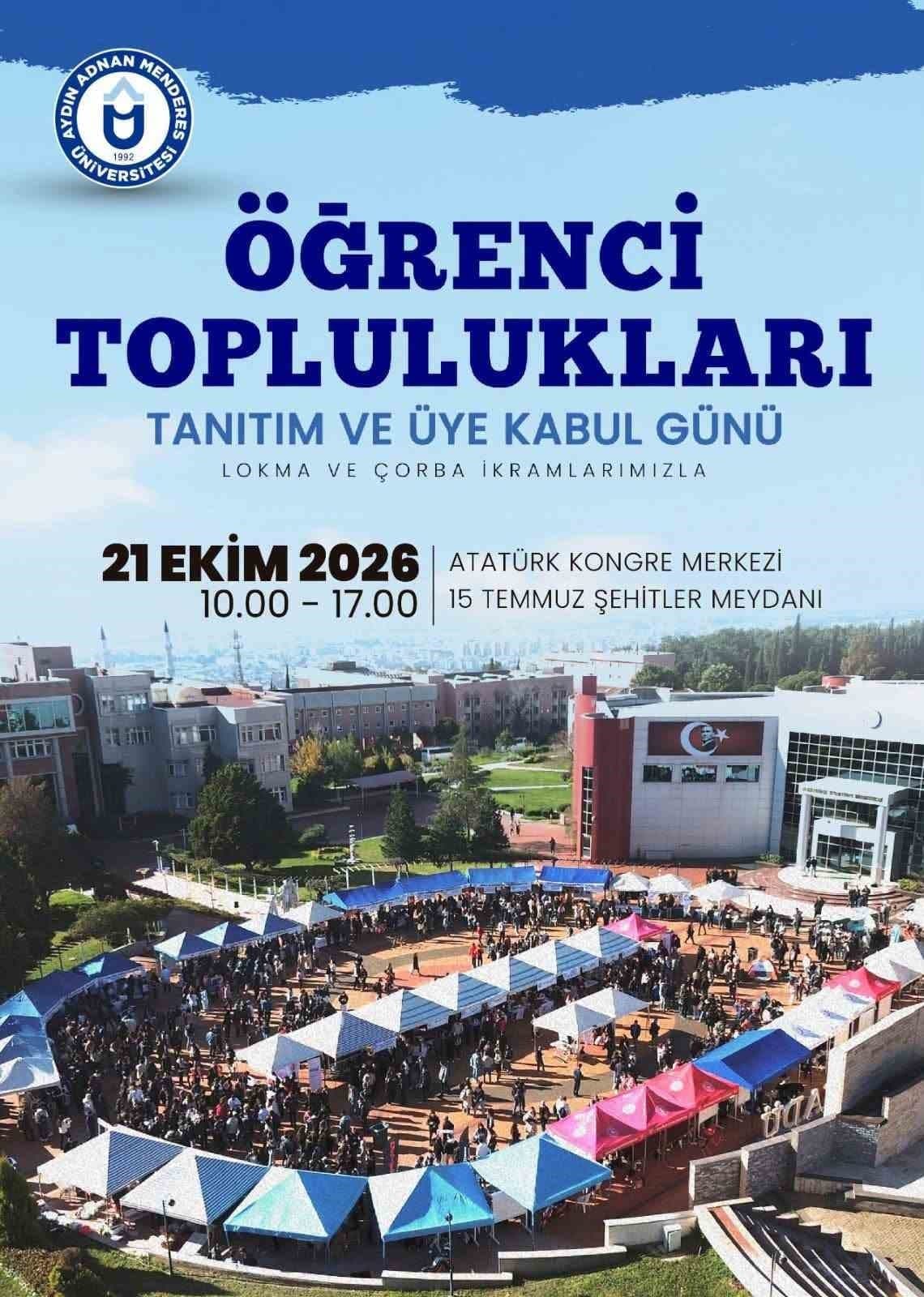 ADÜ'de Öğrenci Toplulukları Tanıtım Günü Düzenleniyor