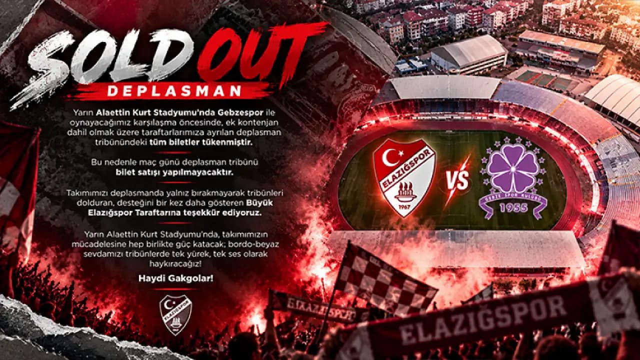 Elazığspor taraftarı Kocaeli'nde tribünleri doldurdu: Gebze deplasmanında biletler tükendi