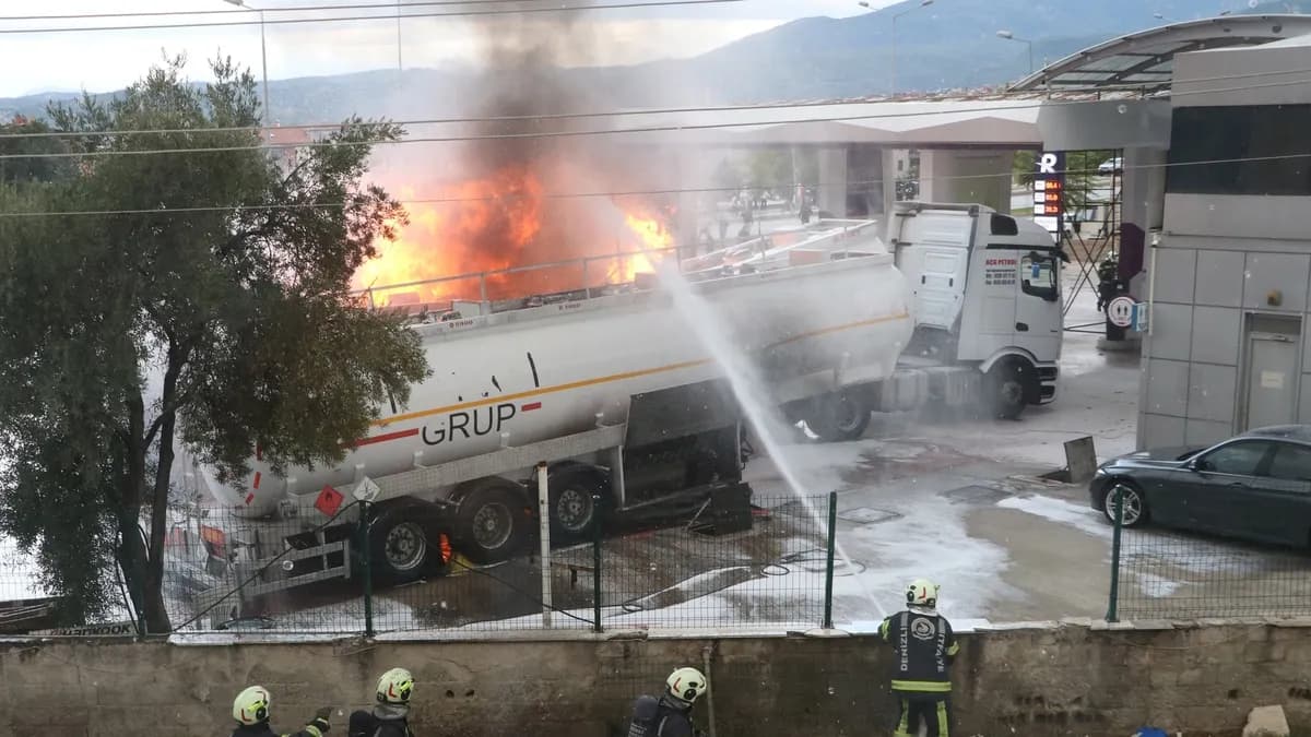 Akaryakıt İstasyonunda Tanker Yangını: 1 Yaralı